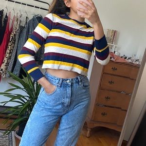 striped cropped long sleeve!!